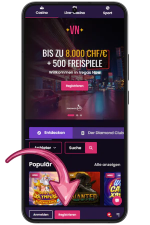 Vegas Now Casino Registrierung Button